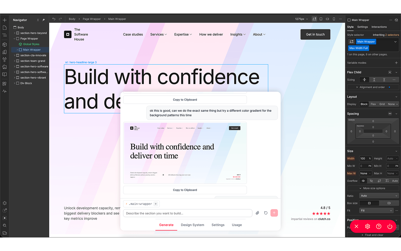 Cloneflow outputting clean, native Webflow classes